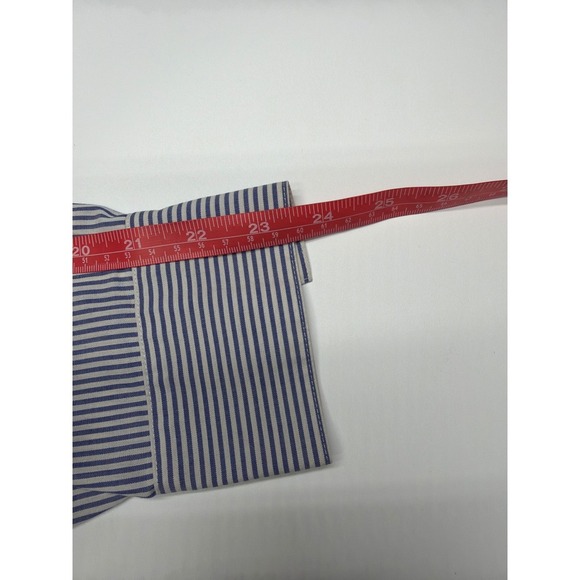 Foxcroft Women's Size 12 Blue & White Striped Wrinkle Free Long Sleeve Shirt - Picture 7 of 10